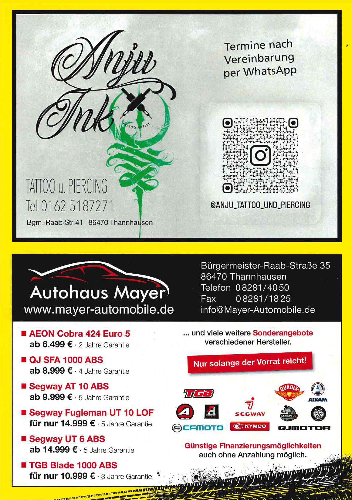 Flyer Quad-Center Mindeltal 9 Frühjahrsparty 17 Mai 2026 Rückseite